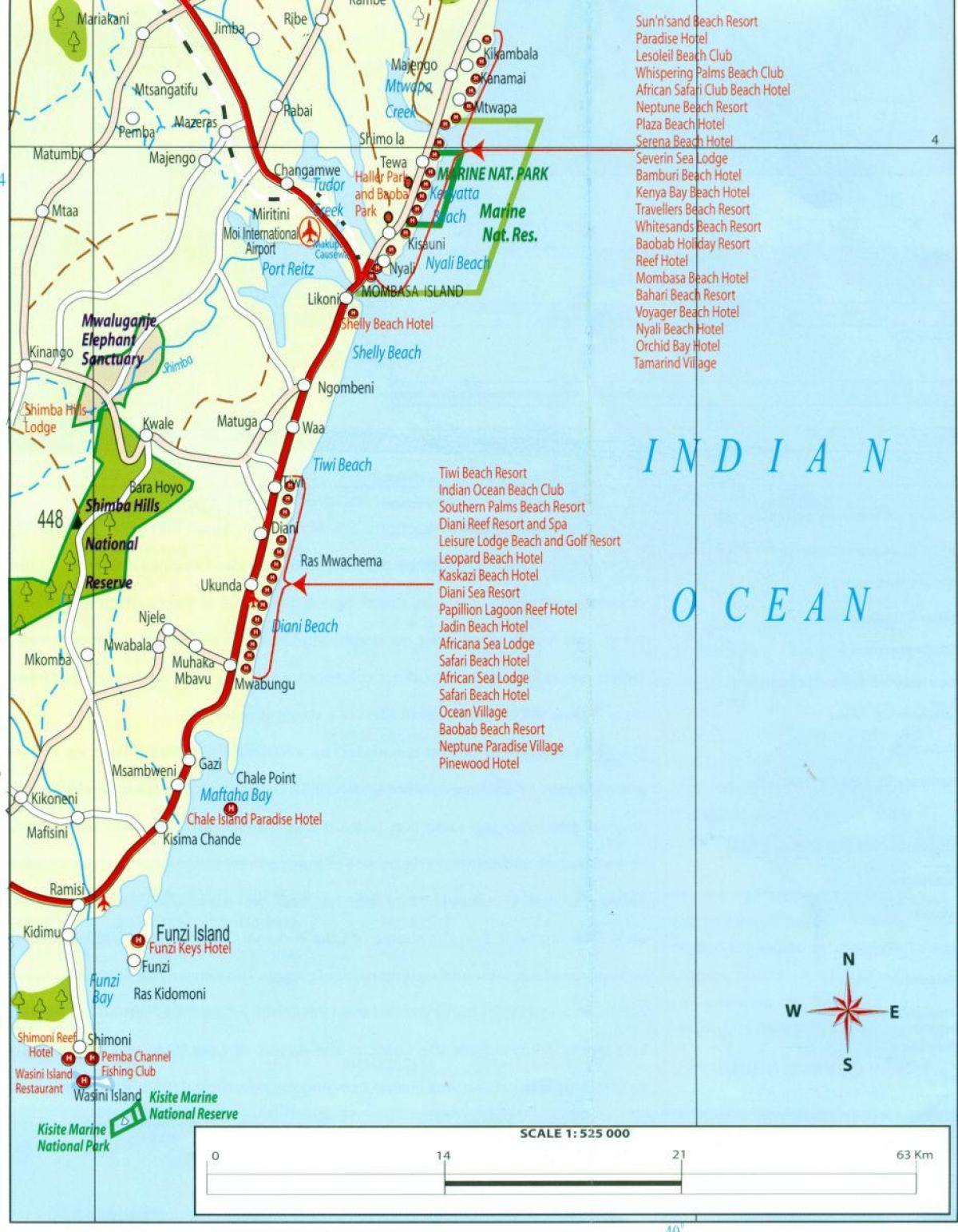 რუკა კენიის სანაპიროს